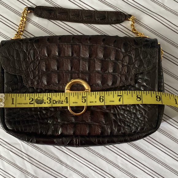 Leather crossbody embossed crocodile - Picture 5 of 11